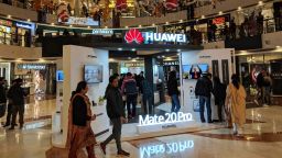 A Huawei booth at a mall in New Delhi, India.