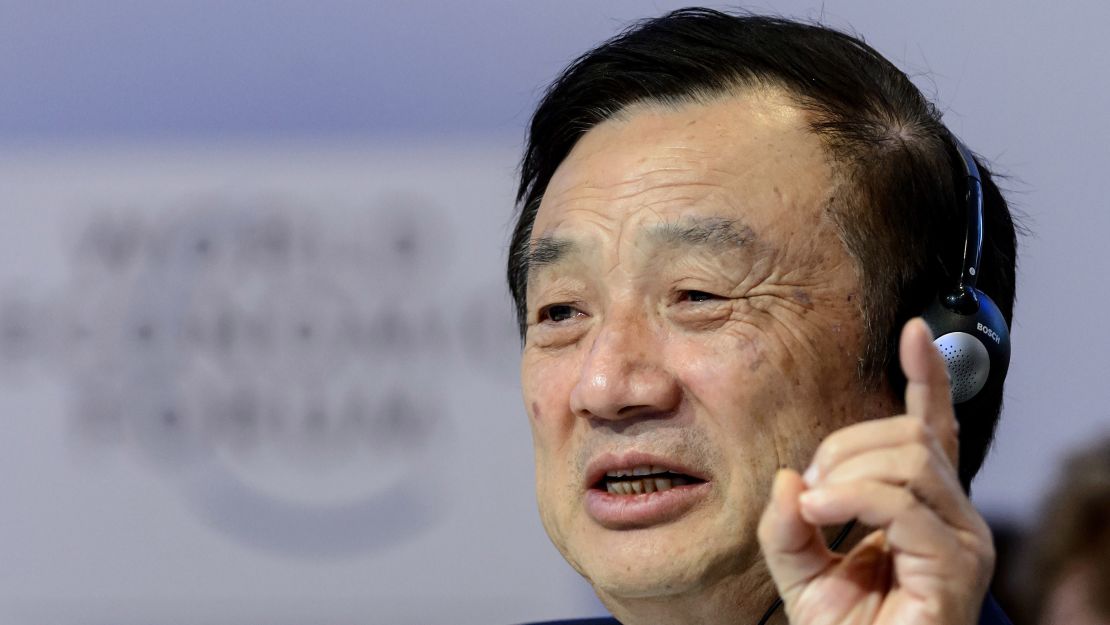 Ren Zhengfei at the World Economic Forum in Davos, Switzerland, in 2015. He has built Huawei into a company with annual revenue of more than $100 billion. 