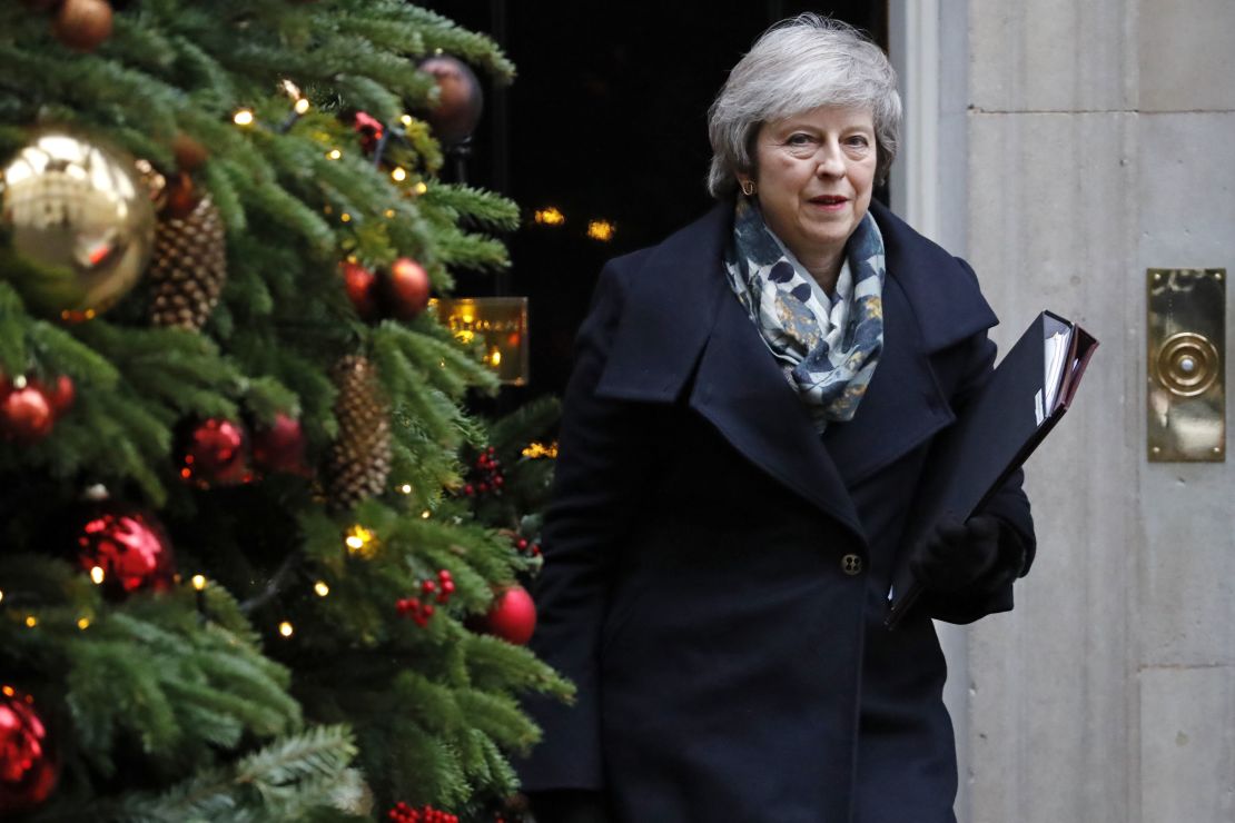 Britain's Prime Minister Theresa May leaves from 10 Downing Street on December 17, 2018.