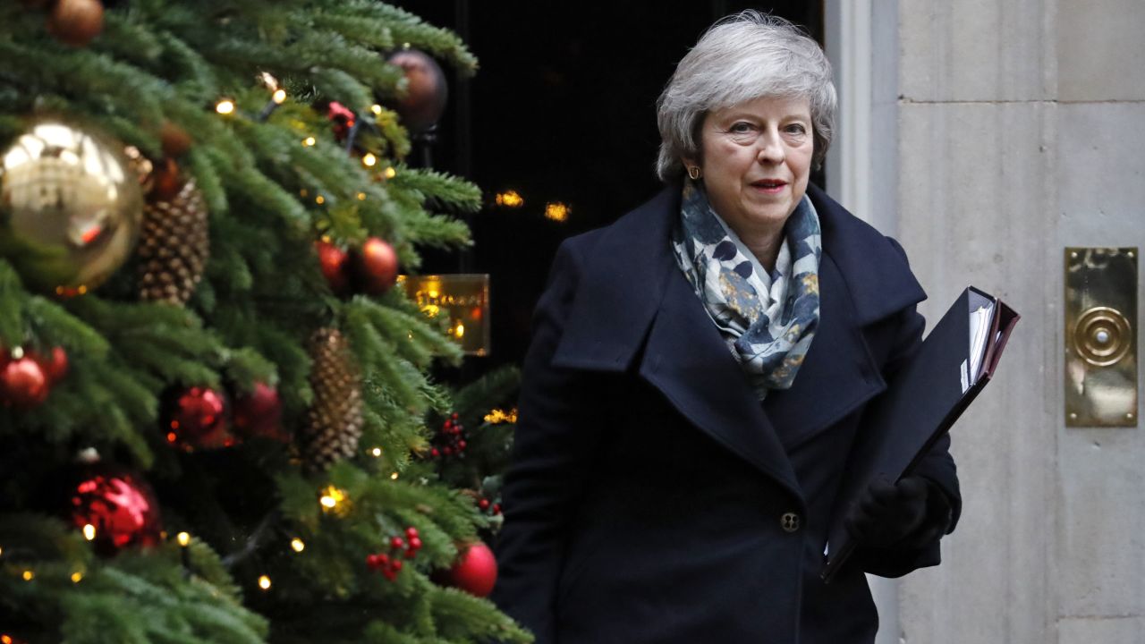 Britain's Prime Minister Theresa May leaves from 10 Downing Street on December 17, 2018.
