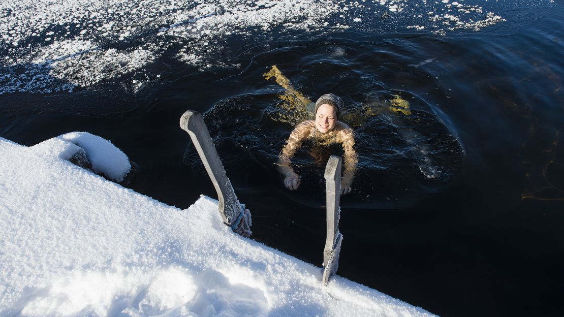 First there's the tingly feeling, then a feeling of warmth and overall positive well-being as feel-good hormones are released. The post-swim sauna helps, too.