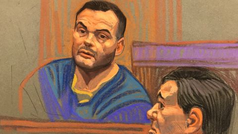 Pedro Flores on the stand.