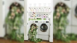 A social-media friendly flower installation in the apartment's washing machine. 