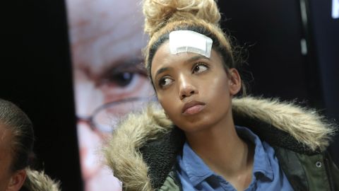 Model Gabriella Engels, seen here shortly after the alleged attack.
