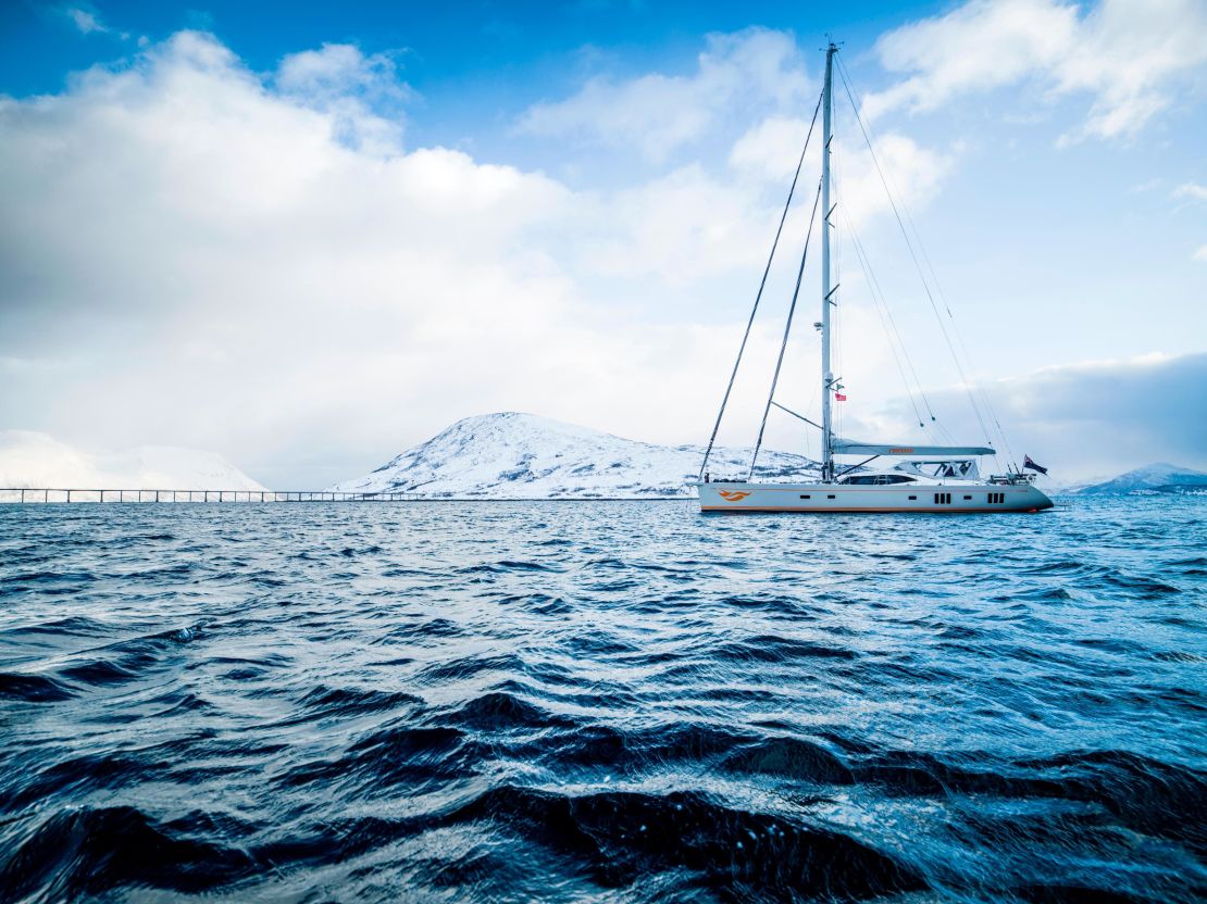 The Firebird yacht sets sail on an odyssey around the Lyngen Alps and beyond, dropping off skiers in a tiny rubber dinghy for a day's ski touring. 