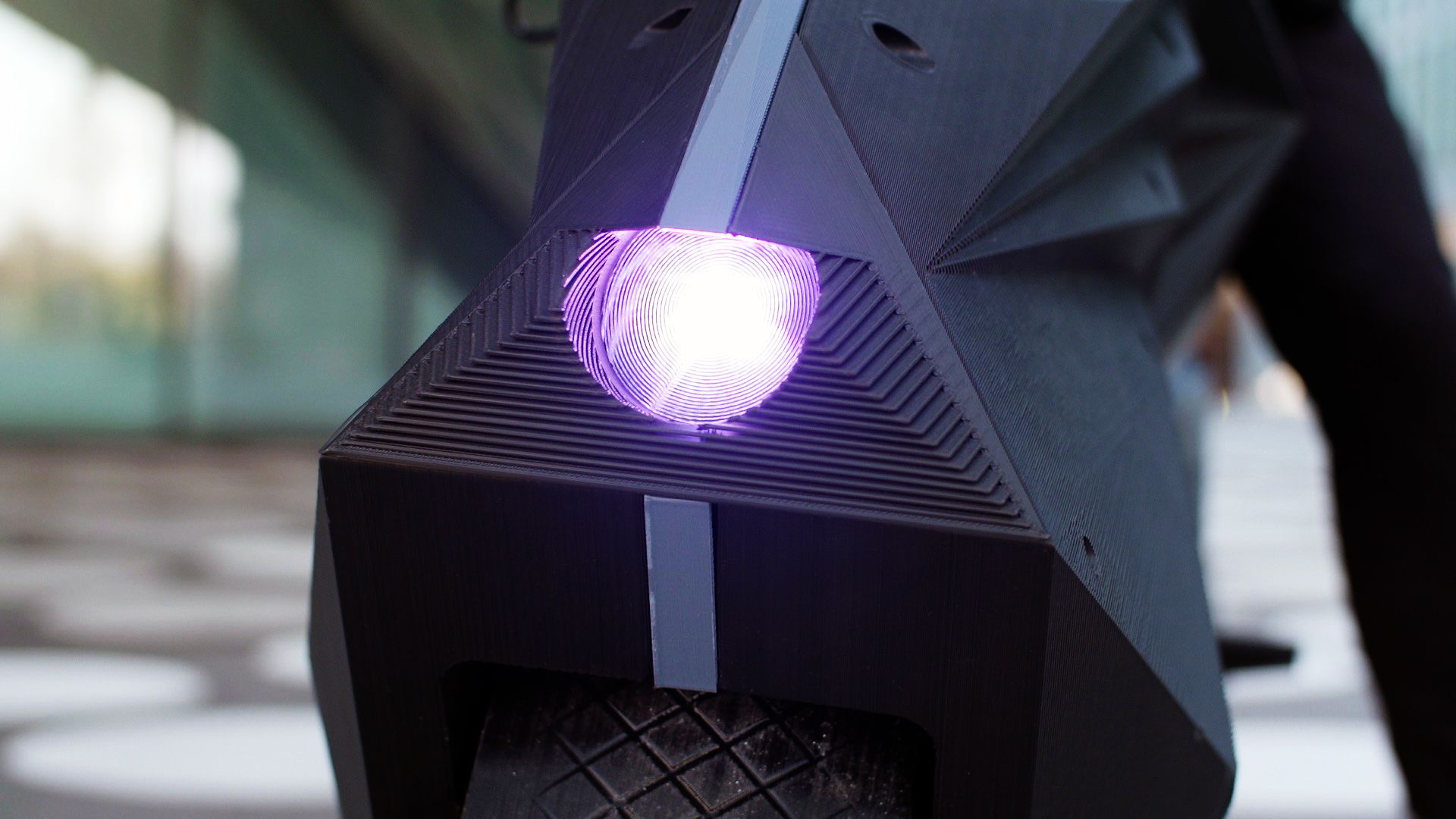 Customizable LED lights are another of the bike's innovative features.