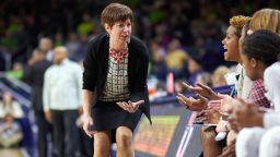 SOUTH BEND, IN - DECEMBER 28: Notre Dame Fighting Irish head coach Muffet McGraw reacts after a play during the women's college basketball game between the Syracuse Orange and the Notre Dame Fighting Irish on December 28, 2017, at the Purcell Pavilion in South Bend, IN. (Photo by Robin Alam/Icon Sportswire via Getty Images)
