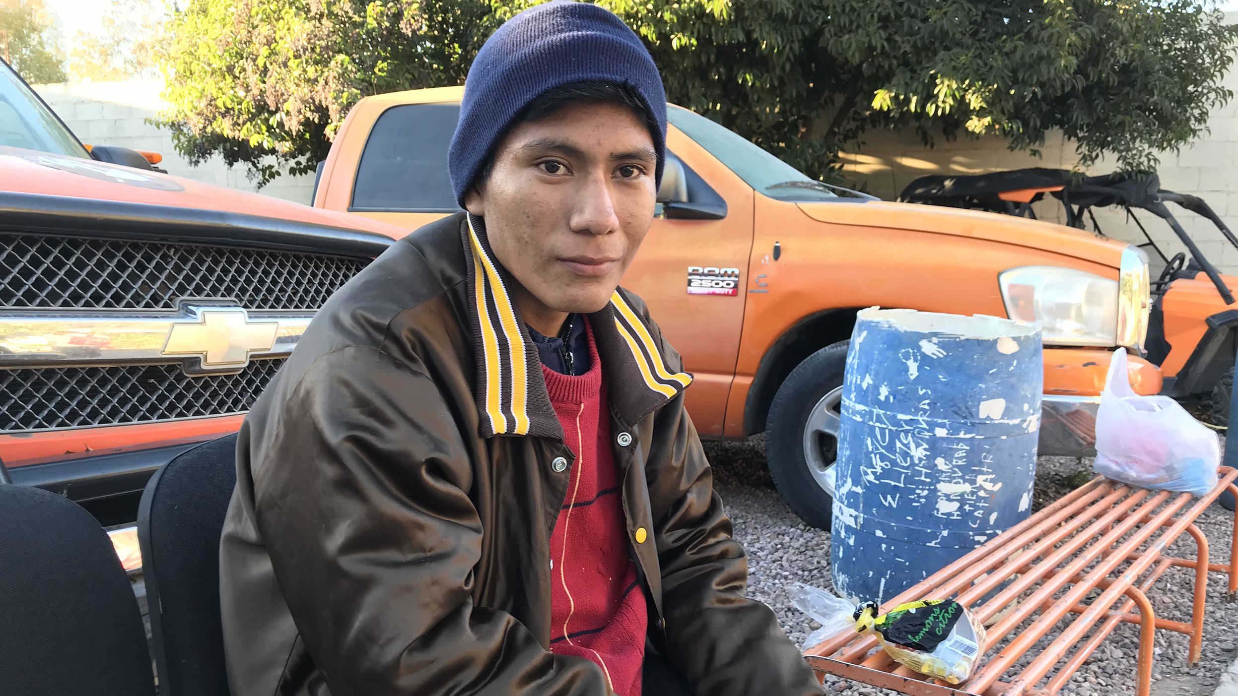 Kevin Ajtun, 16, waited for a ride to a migrant shelter in Nogales, Mexico on December 13.