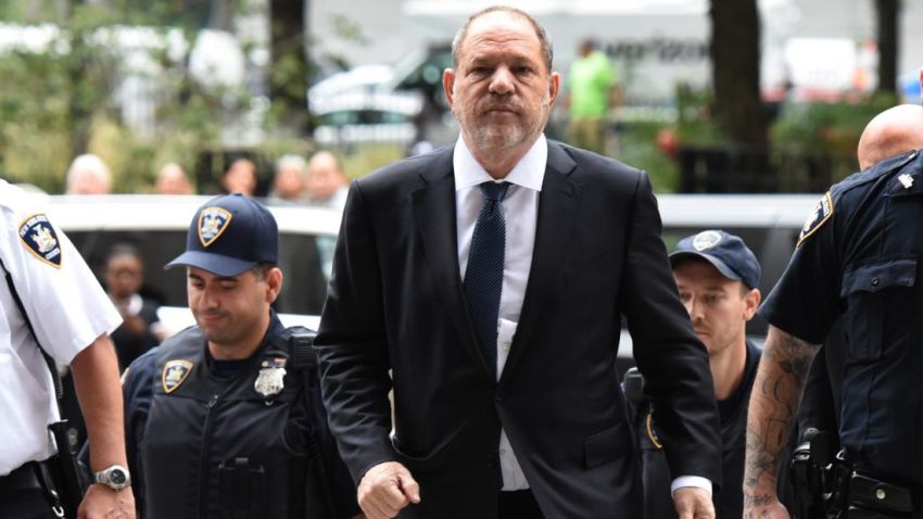 TOPSHOT - Harvey Weinstein (C) arrives at Manhattan Criminal Court for a hearing on October 11, 2018 in New York City. (Photo by TIMOTHY A. CLARY / AFP) (Photo credit should read TIMOTHY A. CLARY/AFP/Getty Images)