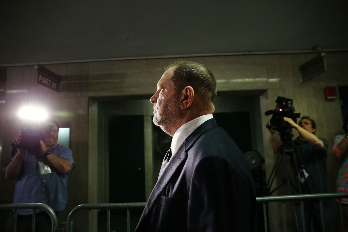  Harvey Weinstein arrives to plead not guilty to three felony counts in New York Supreme Court on June 5, 2018 in New York City.