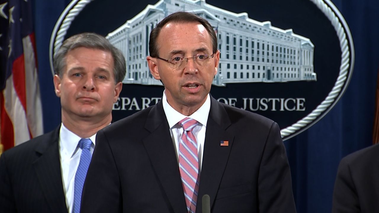 Deputy AG Rosenstein and FBI Dir Wray Presser