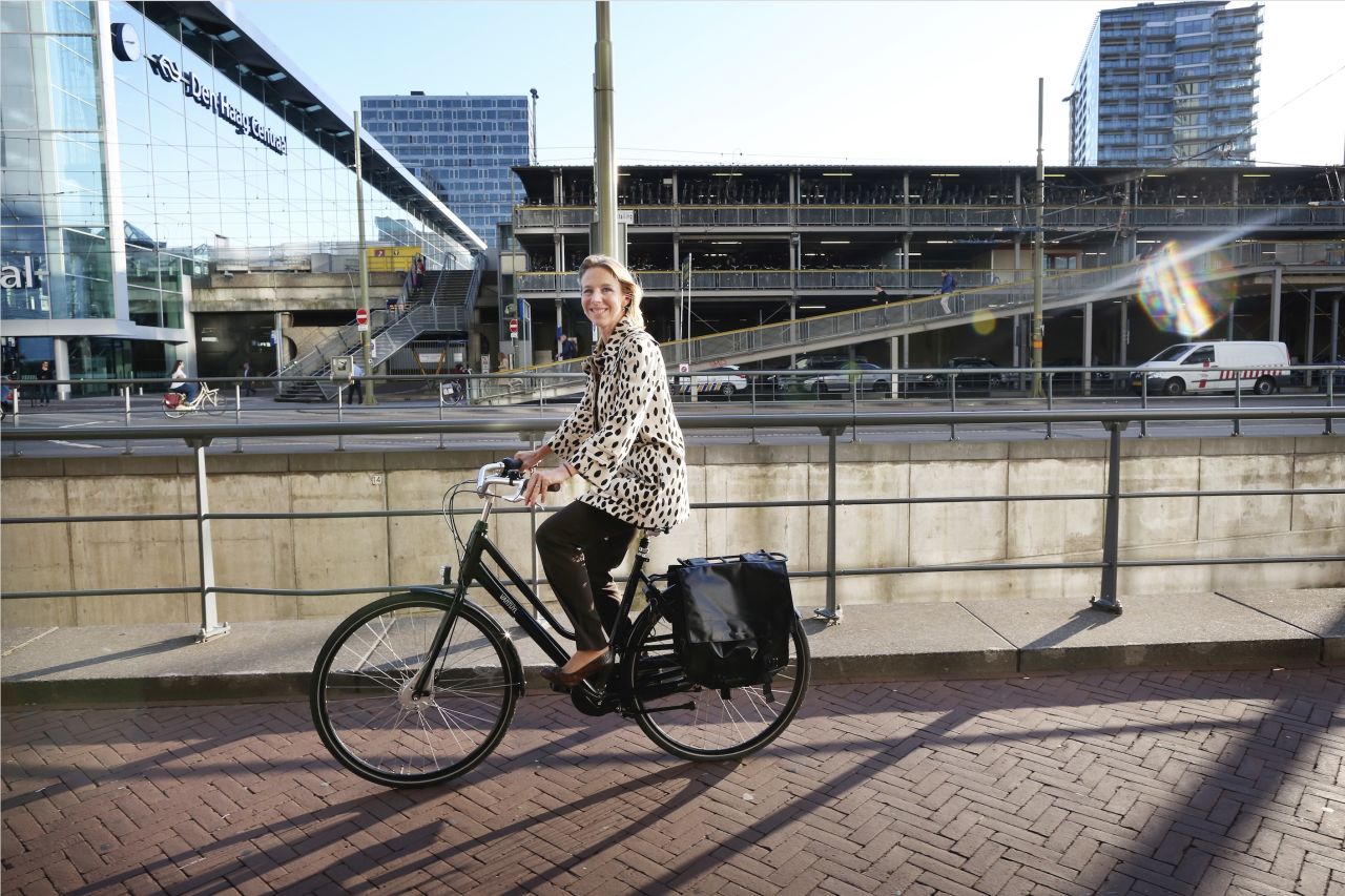 Stientje van Veldhoven (pictured) commutes by bike, according to the ministry.