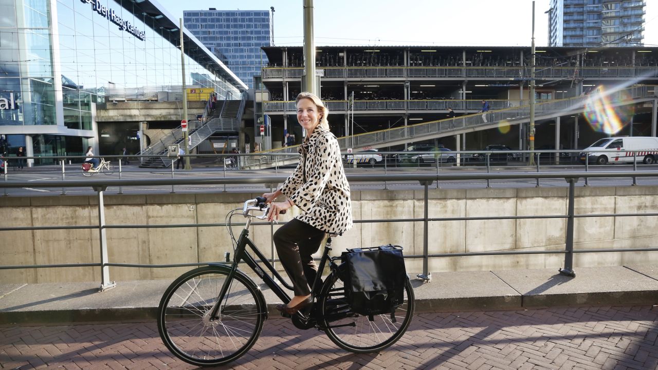 Stientje van Veldhoven (pictured) commutes by bike, according to the ministry.