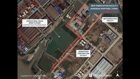 Unidentified construction in the dock at Jiangnan shipyard outside of Shanghai