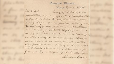 The signed letter of President Abraham Lincoln during the Civil War was written to a cousin of First Lady Mary Todd Lincoln.