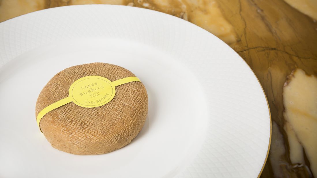 <strong>Cakes & Bubbles:</strong> Adrià's famous cake looks like a mature cheese but is in fact made from Coulommiers cheese, white chocolate and hazelnut paste.