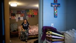 Juana Tobar poses for a portrait in her quarters at Saint Barnabas Episcopal Church in Greensboro, NC, December 17, 2018.Charles Mostoller for CNN
