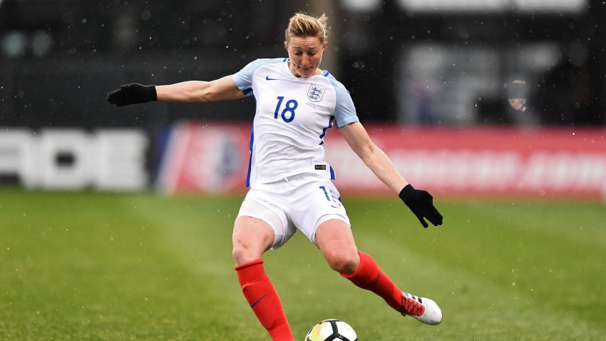 COLUMBUS, OH - MARCH 1:  Ellen White #18 of England controls the ball against France on March 1, 2018 at MAPFRE Stadium in Columbus, Ohio. England defeated France 4-1.  (Photo by Jamie Sabau/Getty Images)