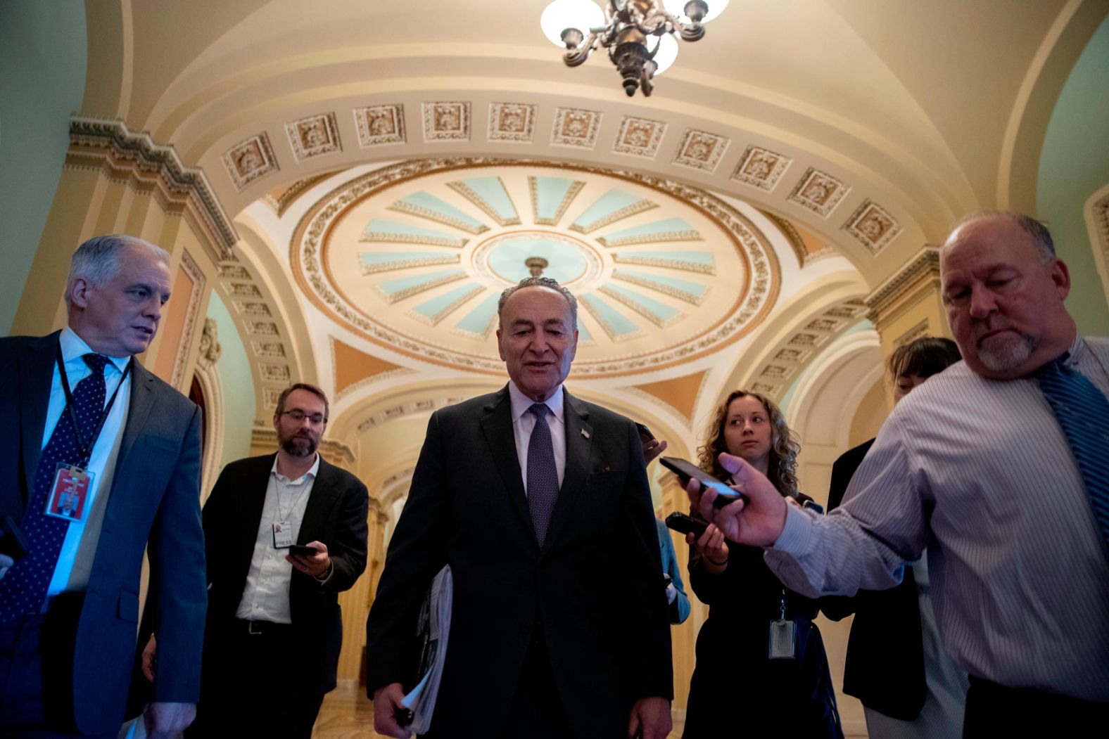 Senate Minority Leader Chuck Schumer arrives at the US Capitol on December 22.