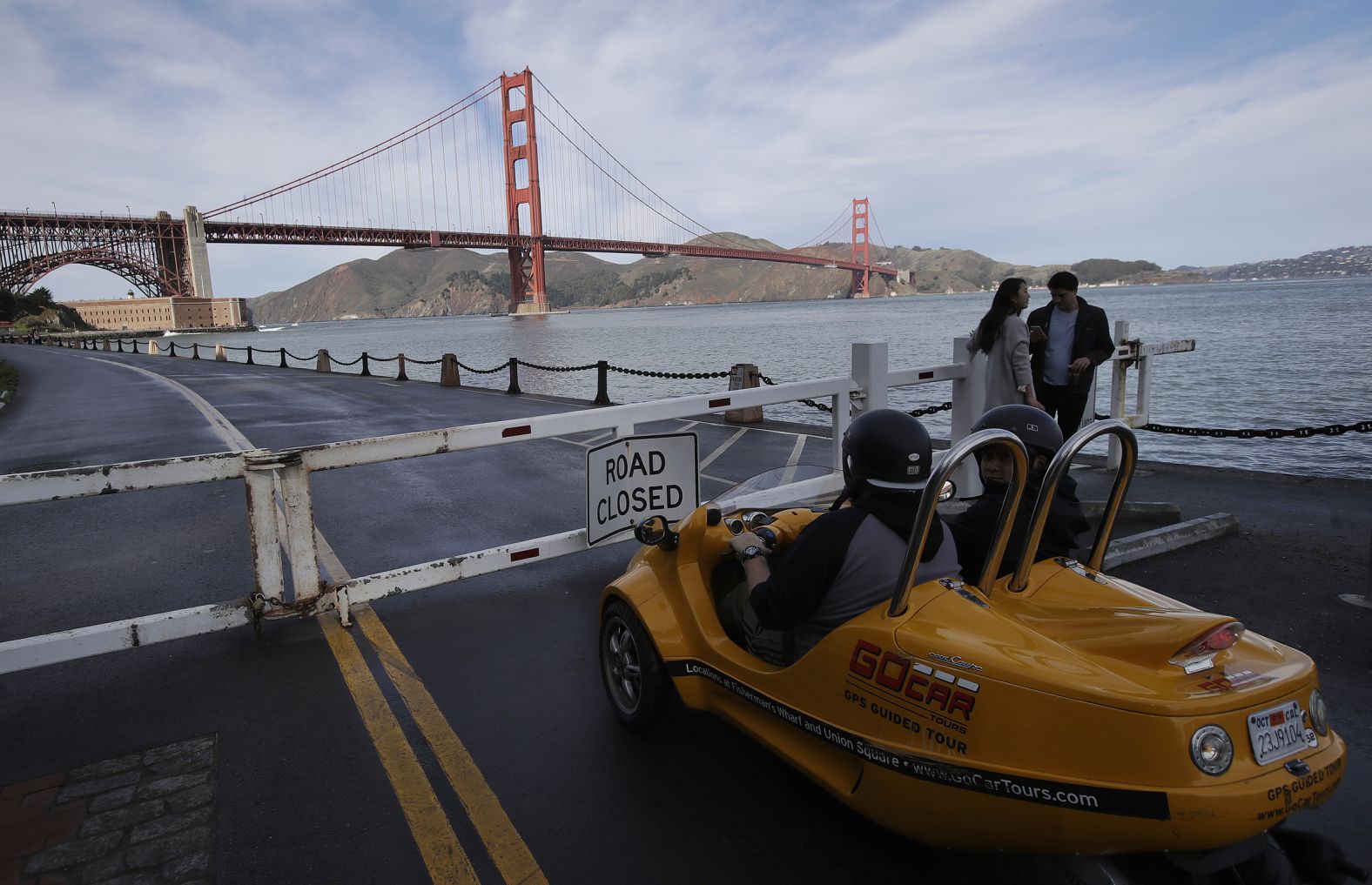 A road is closed near the Golden Gate National Recreation Area on December 22.