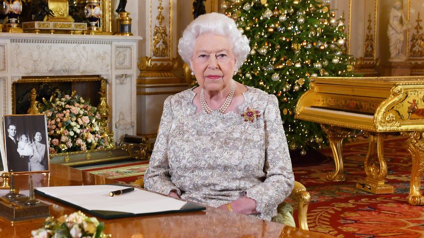 Queen Elizabeth II poses for a photo after she recorded her annual Christmas Day message, in the White Drawing Room at Buckingham Palace in London, United Kingdom.