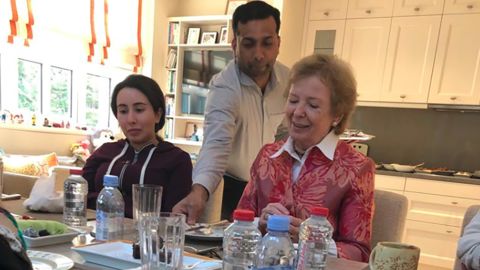 Sheikha Latifa is seen in with former Irish president Mary Robinson in Dubai in a photo dated December 15, 2018. 