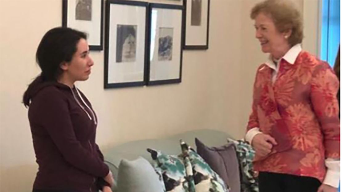 Sheikha Latifa is seen with Mary Robinson, the former UN High Commissioner for Human Rights, in a photo dated December 15, 2018.
