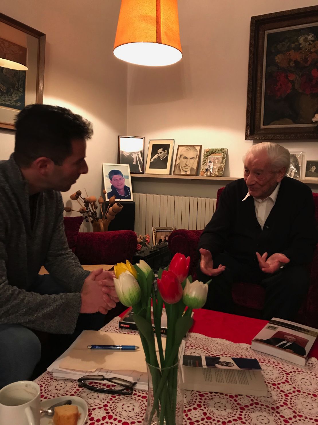 CNN legal analyst Elie Honig interviews retired Israeli Supreme Court Justice Gabriel Bach in  Jerusalem.