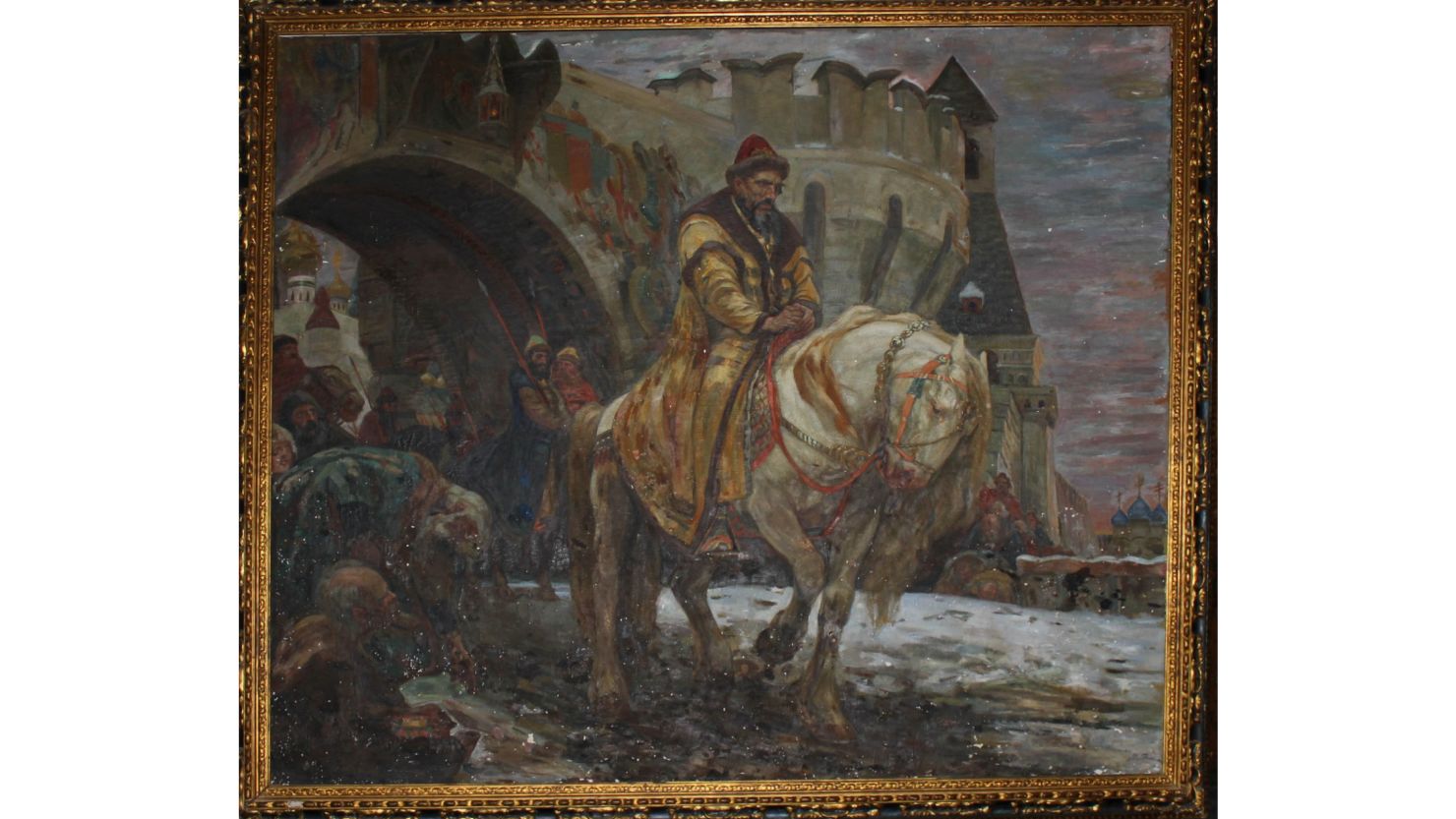 The stolen painting, "Secret Departure of Ivan the Terrible Before the Oprichina" by Mikhail Panin, was recovered in Connecticut after being missing for decades.