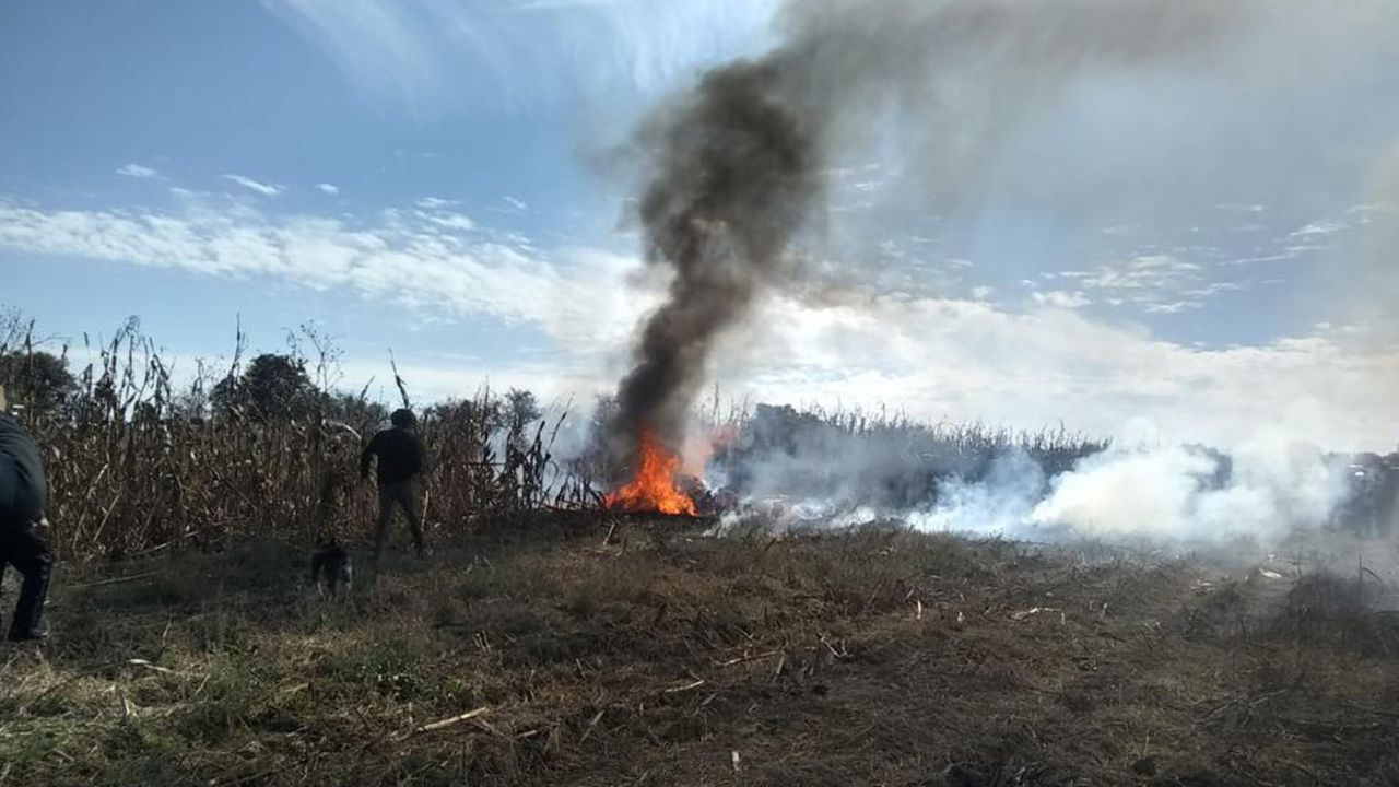 The site of the helicopter crash that killed the governor of Puebla and her husband.