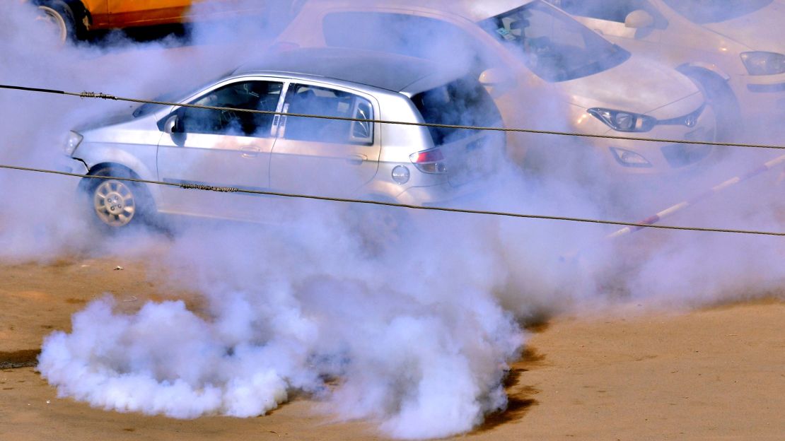 Anti-government protestors faced teargas at the demonstrations in Khartoum on Tuesday.