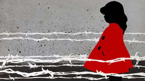 A child's red coat fading from her father's view is a chilling reminder of the horrors of the Holocaust.