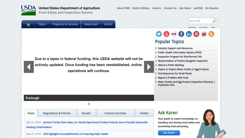 02 USDA homepage shutdown
