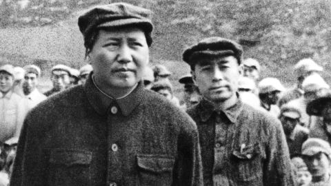 Chinese Communist leaders Mao Zedong and Zhou Enlai, pictured four years before the People's Republic of China was founded. Experts say Xi will seek to tie his legacy to the former Chinese leaders.