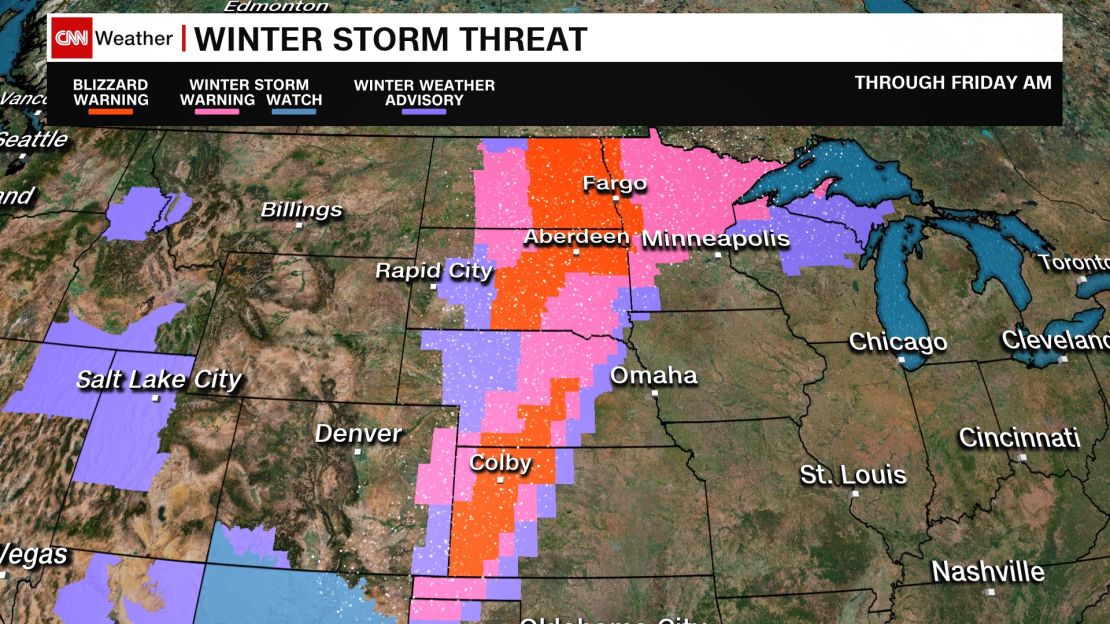 Blizzard warning map Thurs Dec 27