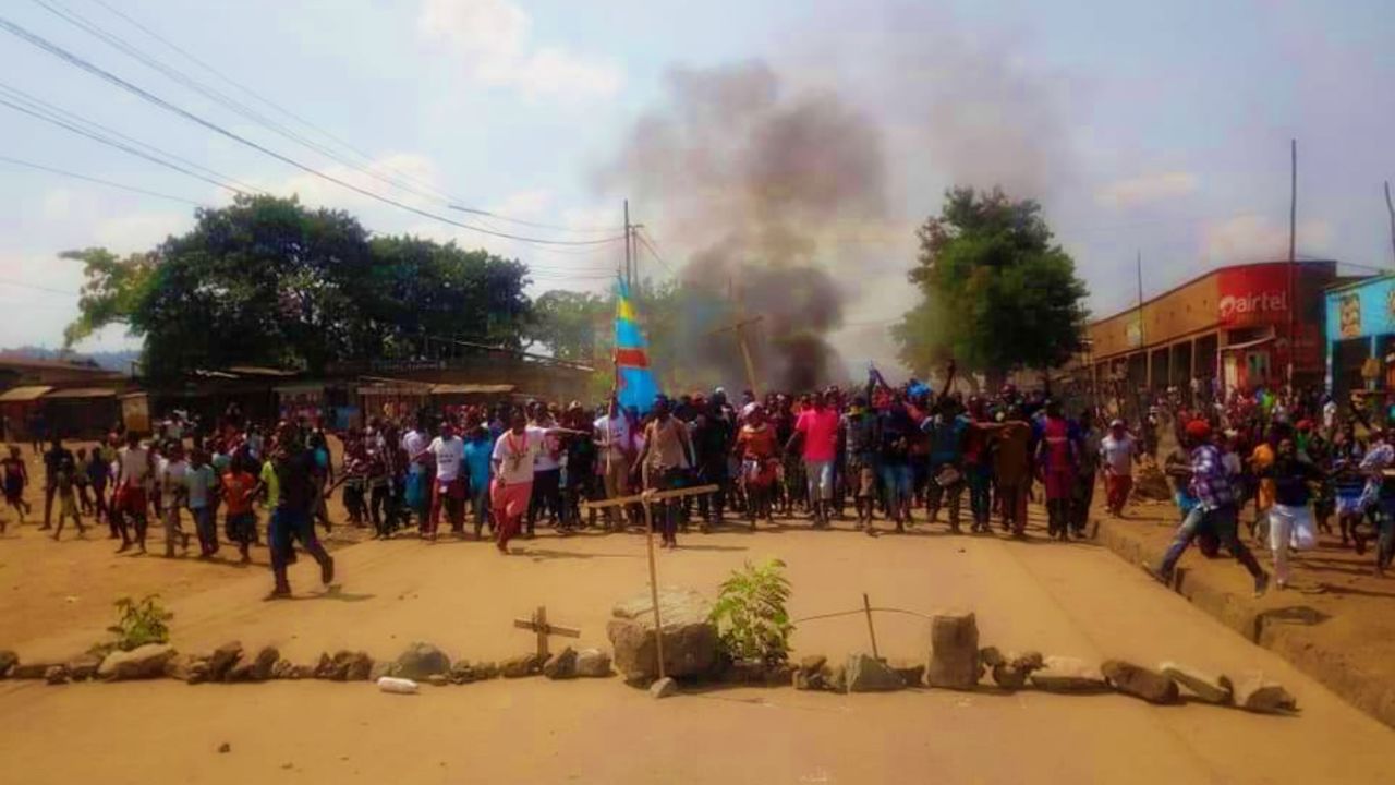 Demonstrators protest in Beni in the Democratic Republic of Congo on Thursday, December 27.