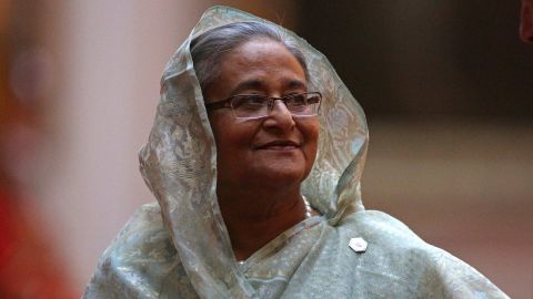 Prime Minister Sheikh Hasina seen arriving at a Commonwealth Heads of Government Meeting (CHOGM) at Buckingham Palace on April 19, 2018 in London, England.