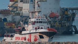 The ship of Spanish NGO Proactiva Open Arms arrives in the southern Spanish port of Algeciras in Campamento near San Roque, with 311 migrants on board,on December 28, 2018. - The Spanish NGO Proactiva Open Arms' ship which rescued 311 migrants in distress off Libya docked in Spain today after roaming the Mediterranean for days. (Photo by JORGE GUERRERO / AFP)        (Photo credit should read JORGE GUERRERO/AFP/Getty Images)