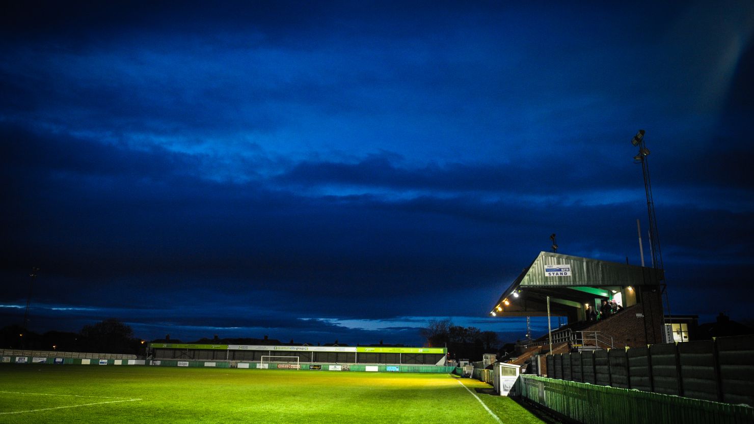 Croft Park, home of Blyth Spartans, where an ad for travel to North Korea appeared on Boxing Day, 2018.