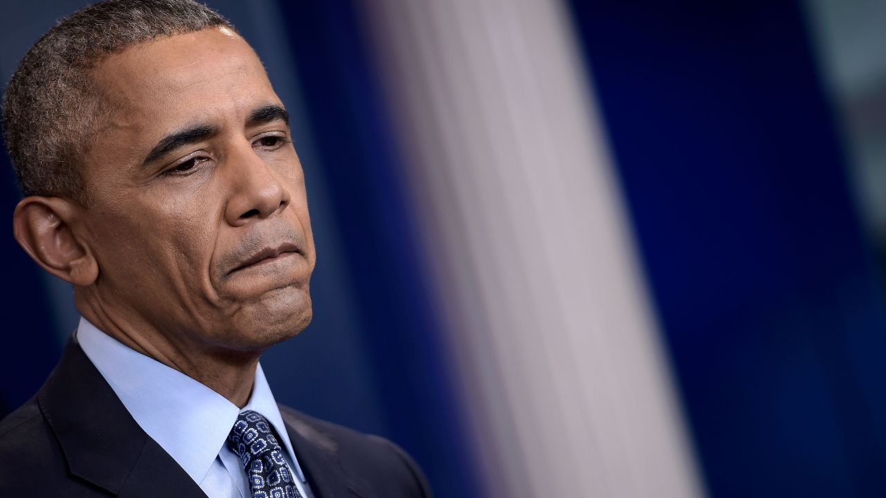 (FILES) In this file photo taken on January 18, 2017 US President Barack Obama pauses during his final press conference at the White House in Washington, DC. - A federal judge in Texas ruled on December 14, 2018, that the US health care law known as Obamacare is unconstitutional -- a ruling that opposition Democrats vowed to appeal. US District Judge Reed O'Connor's ruling came in a lawsuit filed by several Republican state attorneys general and a governor opposed to the federal government health plan, known officially as the Affordable Care Act. (Photo by Brendan Smialowski / AFP)BRENDAN SMIALOWSKI/AFP/Getty Images