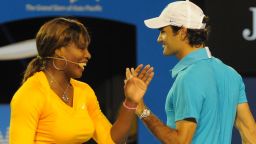 Serena Williams and Roger Federer played together in a charity exhibition match for victims of the Haiti earthquake at the 2010 Australian Open.