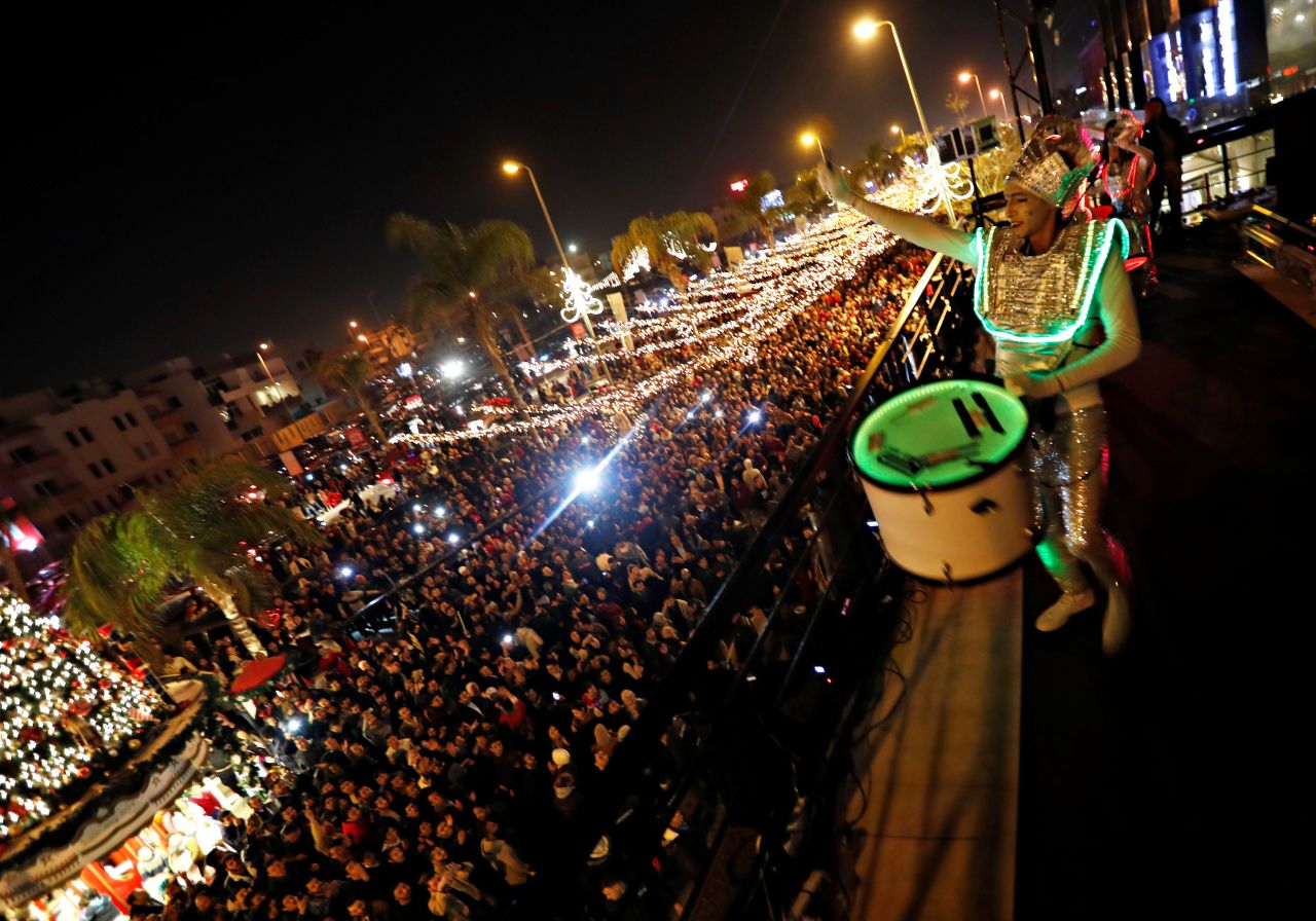 People take part in New Year's celebrations in Cairo.