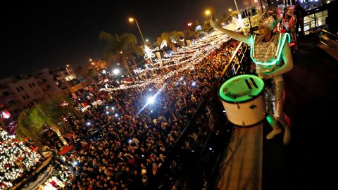 People take part in New Year's celebrations in Cairo.