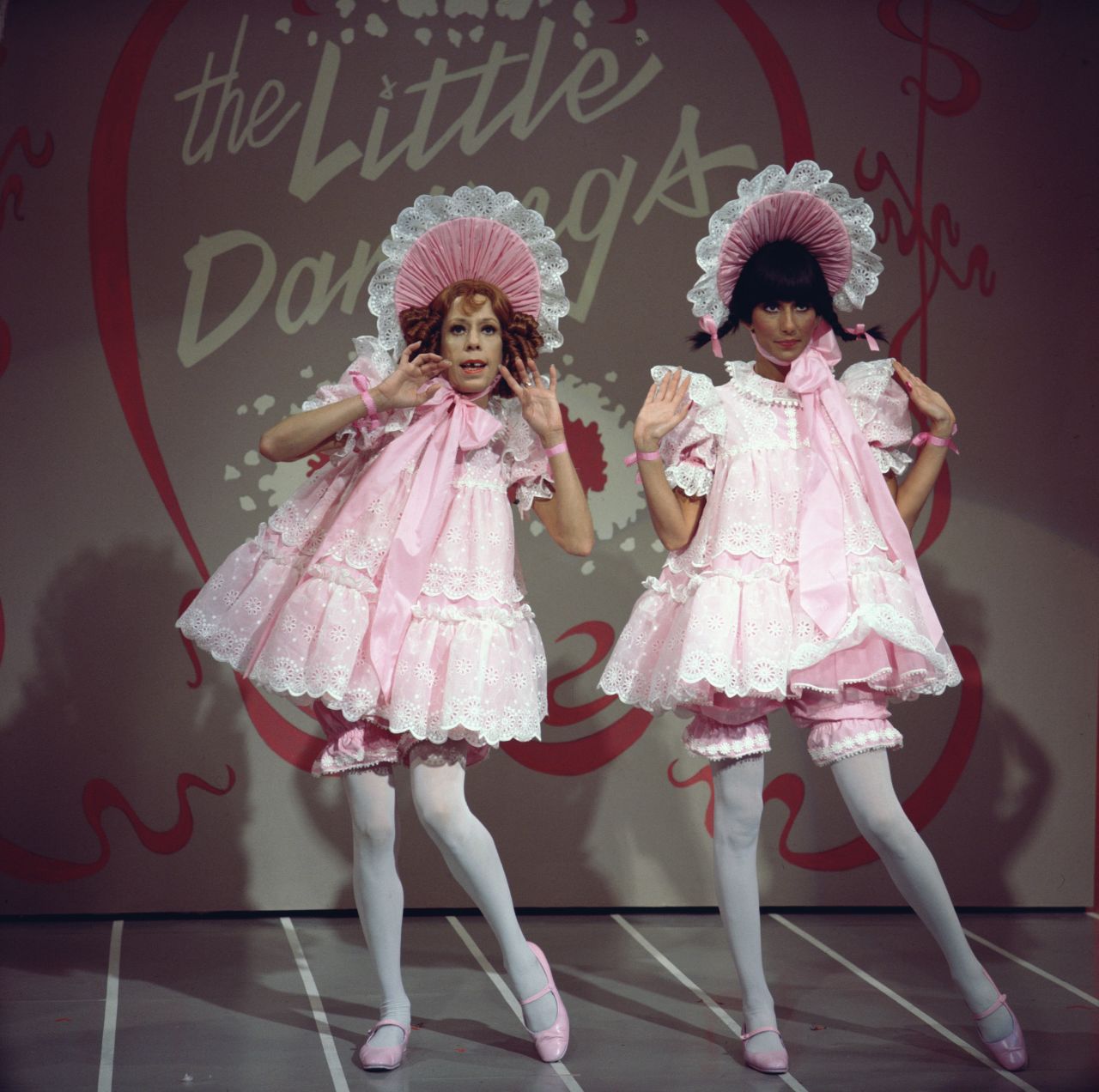 Burnett, left, and Cher perform a skit on "The Sonny & Cher Comedy Hour" in 1972.