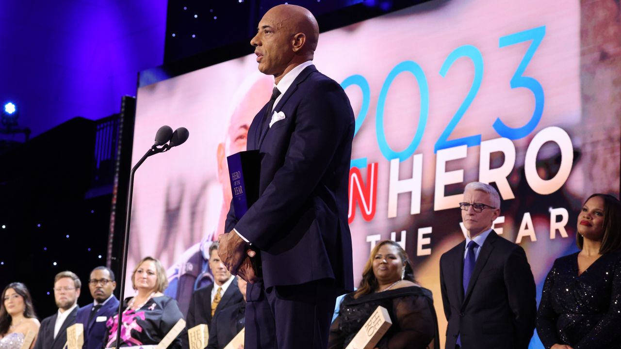 NEW YORK, NEW YORK - DECEMBER 10: CNN Hero of the Year Dr. Kwane Stewart speaks onstage during the 17th Annual CNN Heroes: An All-Star Tribute at The American Museum of Natural History on December 10, 2023 in New York City. (Photo by Mike Coppola/Getty Images for CNN)