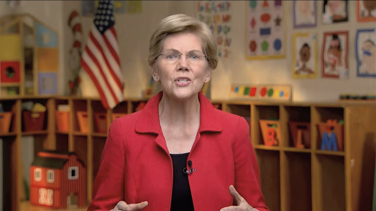 Sen. Elizabeth Warren speaks during the third night of the Democratic National Convention on Wednesday, Aug. 19.