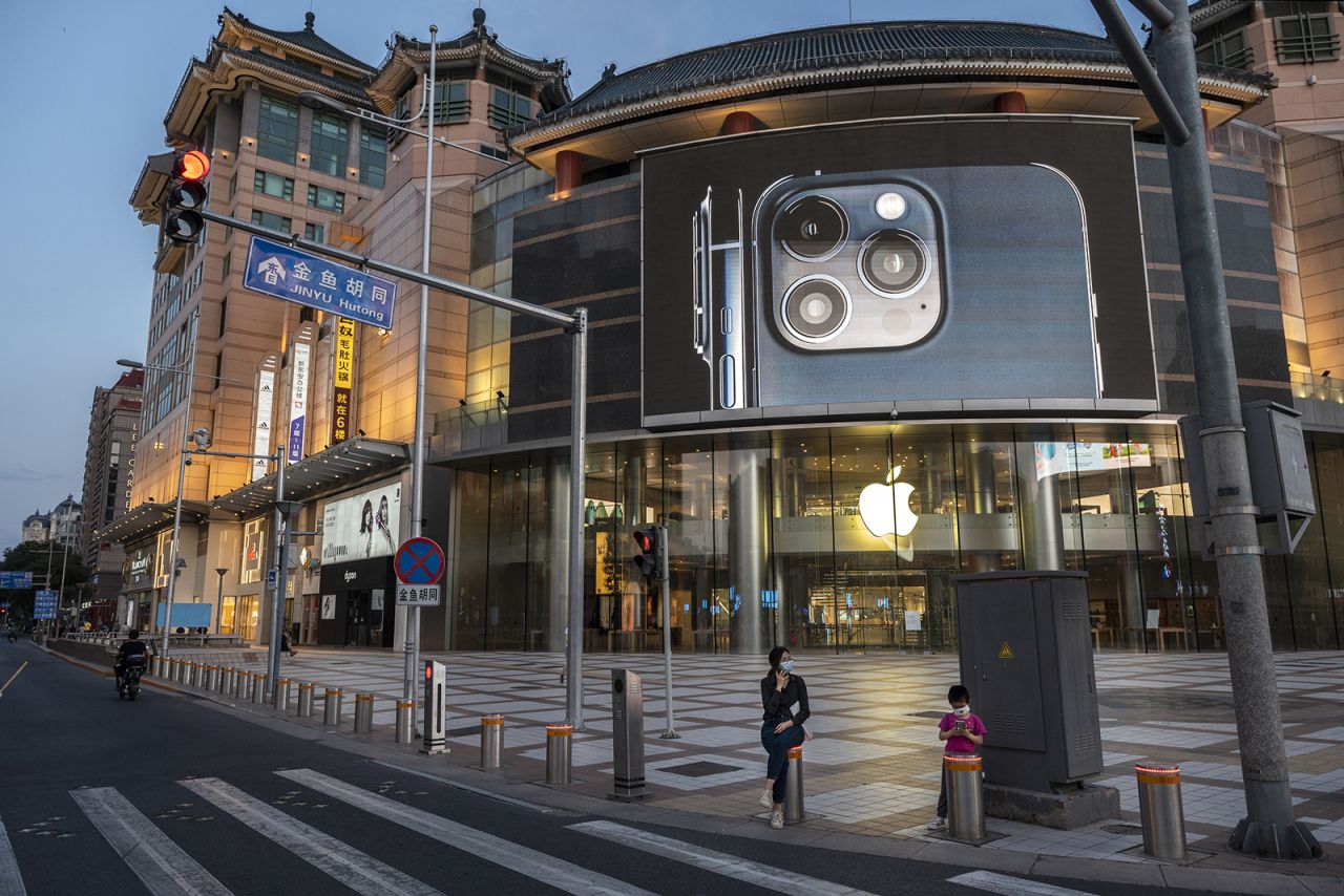 An Apple Store at a usually bustling intersection in a popular shopping district on May 23 in Beijing, China.