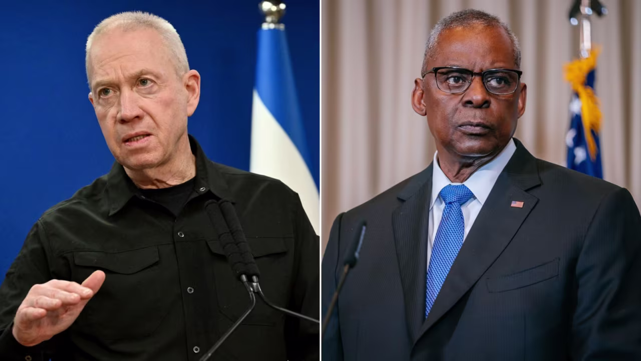 Israeli Minister of Defense Yoav Gallant (L) and US Secretary of Defense Lloyd Austin.
