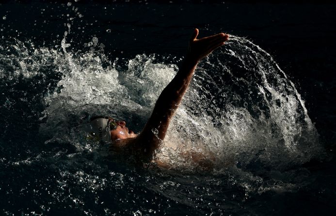 Toby Hewertson competes in the 200-meter backstroke during the New Zealand Swimming Championships in Auckland on Thursday, May 22.