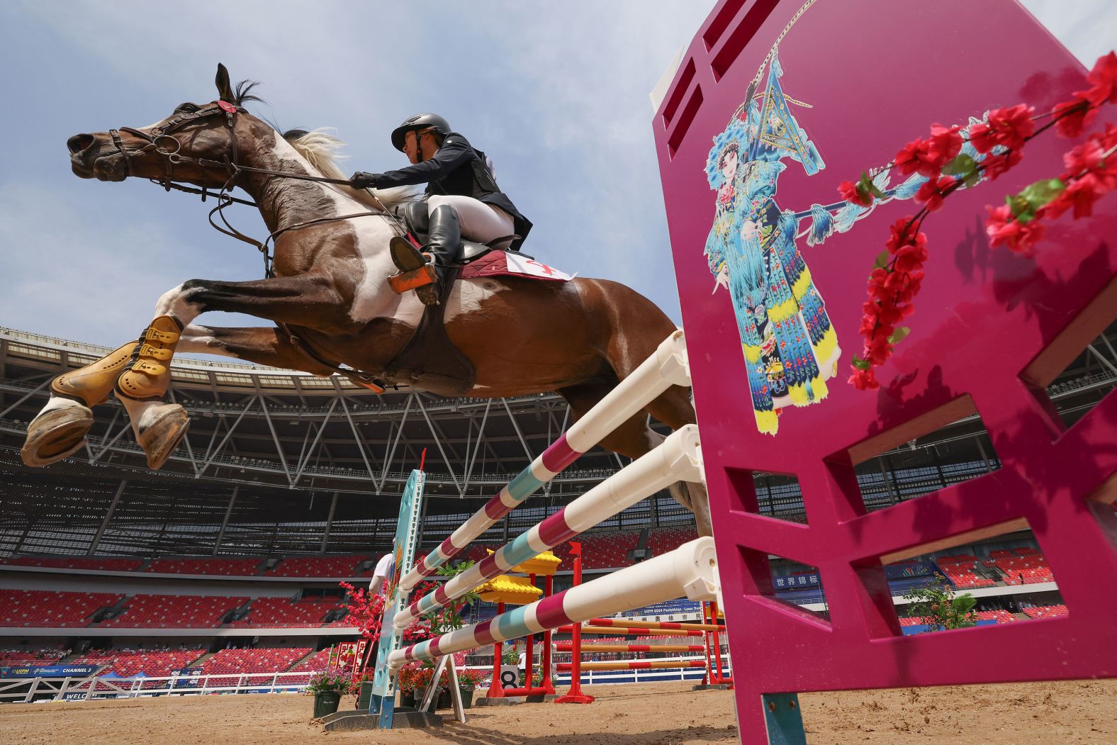 South Korea’s Seong Seung-min competes in show jumping at the Pentathlon World Championships on Monday, June 10.